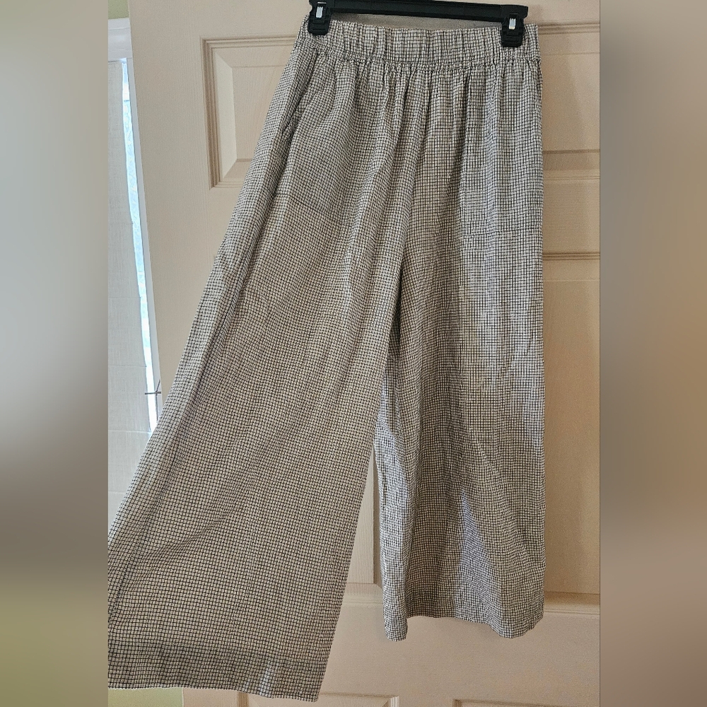 Laude the Label Wide Leg Everyday Pant Small Check Pattern Medium